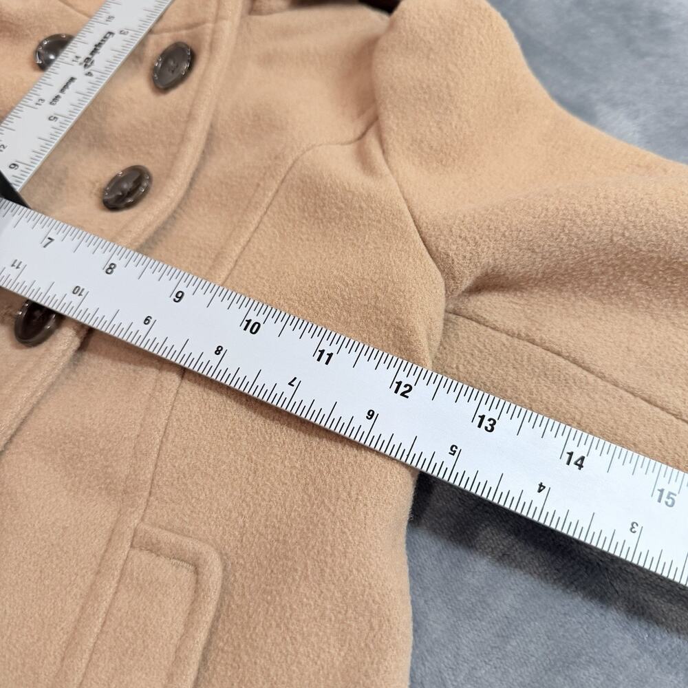 Old Navy Wool Peacoat Girls Tan Double Breasted Hooded Jacket Sz 3T 3A - Picture 12 of 13